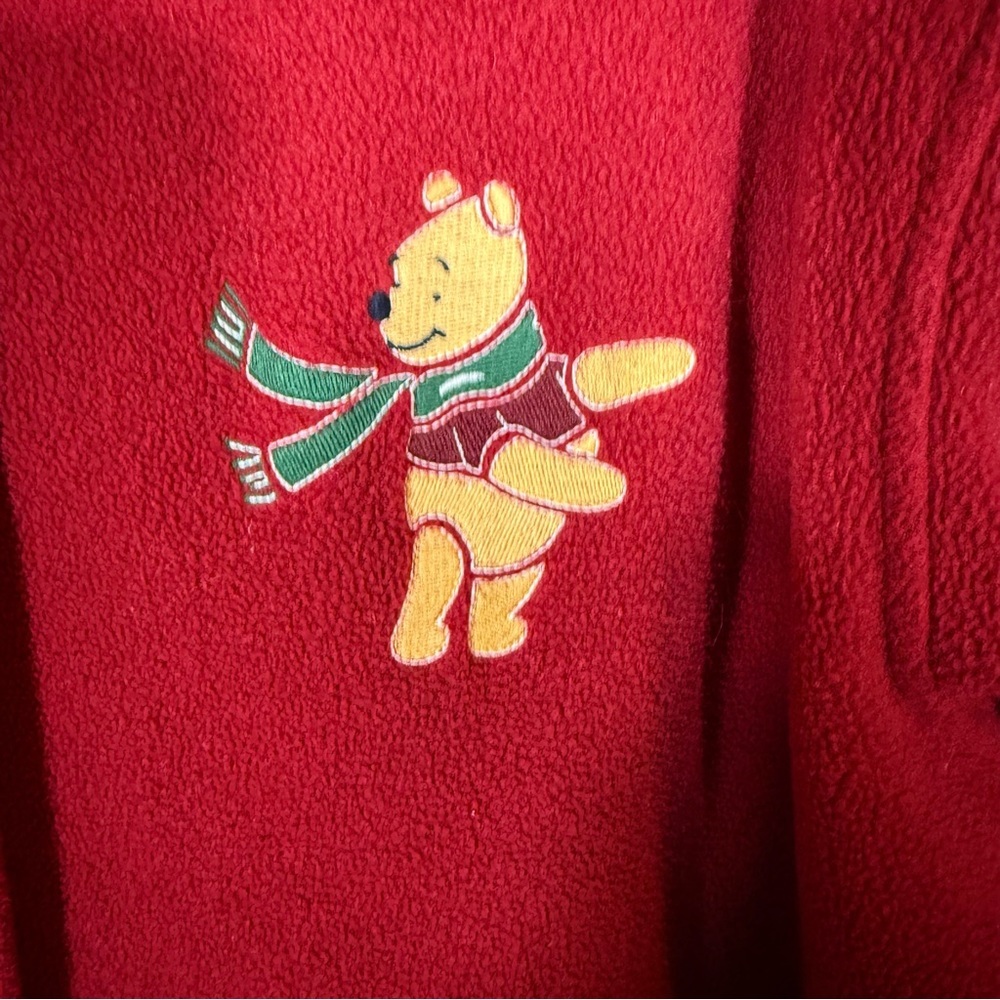 Vintage Plus Size Disney Store Winnie The Pooh Snowflake Fleece Jacket Red XXL - Picture 6 of 7